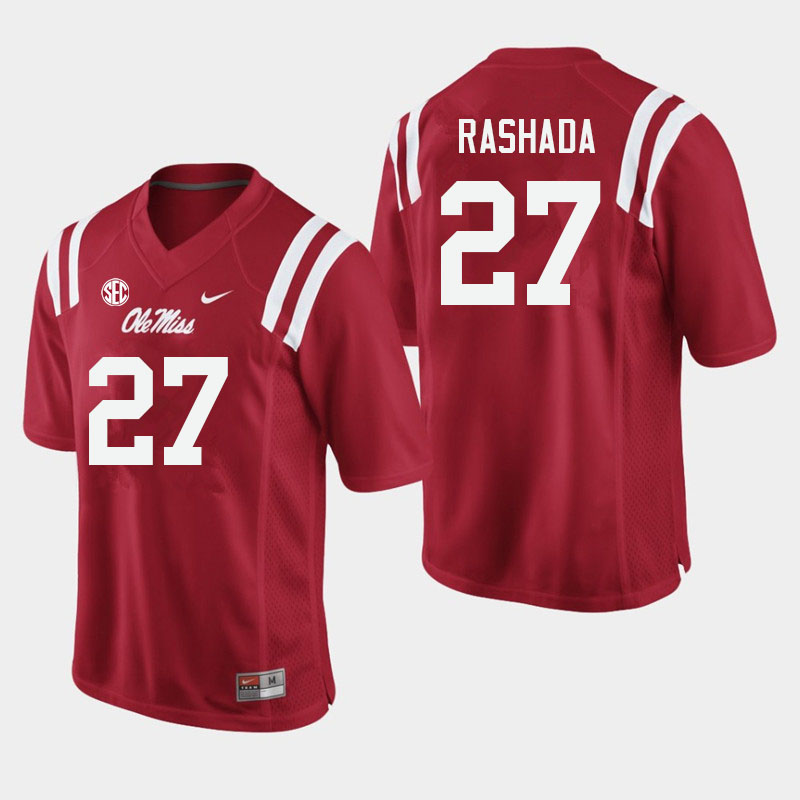 Men #27 Roman Rashada Ole Miss Rebels College Football Jerseys Sale-Red